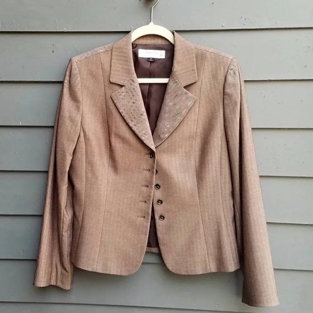 Tahari Brown Herringbone Blazer size 12